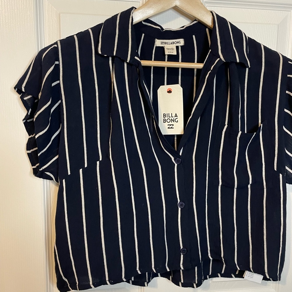 NWT Billabong ‘Tropical Crush’ vertical striped crop top sz M - Picture 2 of 8